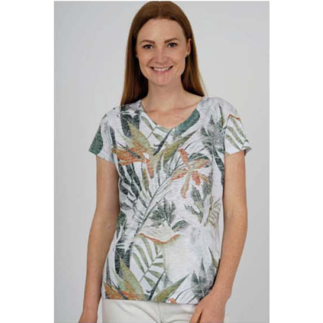 MXO V-neck T-shirt - 67 khaki