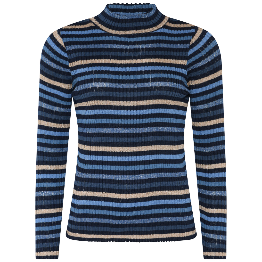 Skovhuus Striped ribknit pullover - Marine