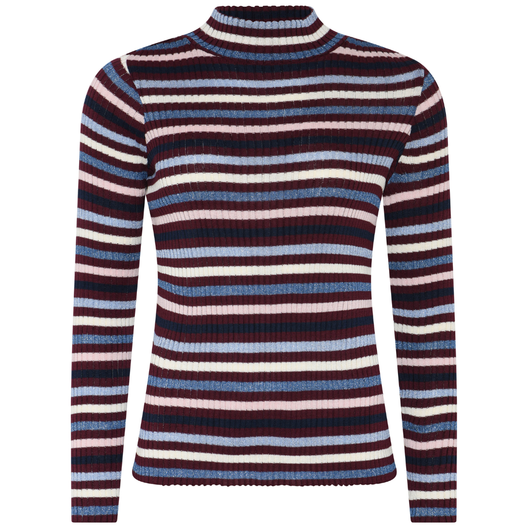 Skovhuus Striped ribknit pullover - Lilac / Blue