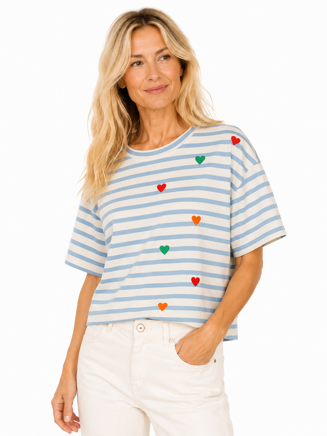 ART.9 T-shirt Lysblå Hjerte - Butik VIVI