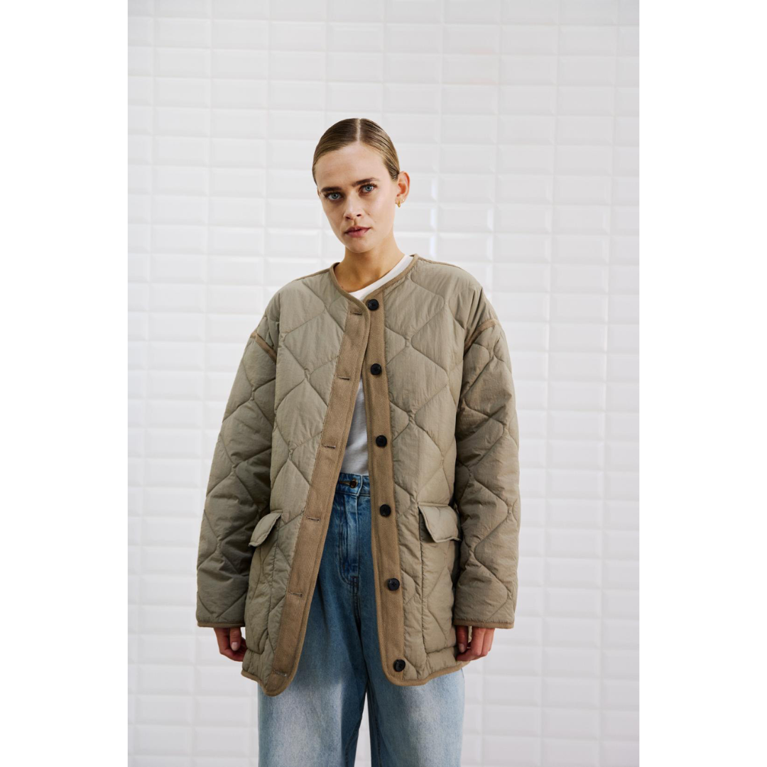 WithBlack WBLSANDY Quilted 3/4 Coat Jakke - Light Falcon - Butik VIVI