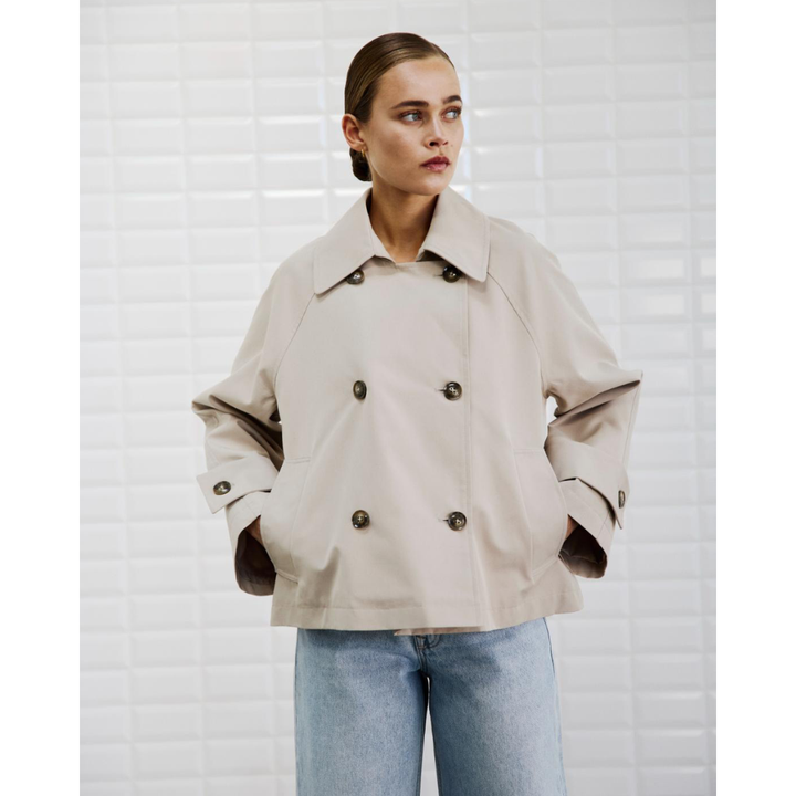 WithBlack WBLJIMBERLY Short Trench Coat Frakke - Light Sand - Butik VIVI
