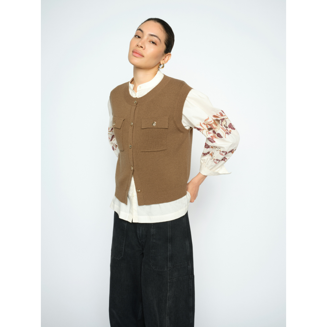 Mos Mosh MMAyana Wool Knit Vest - Dark Camel