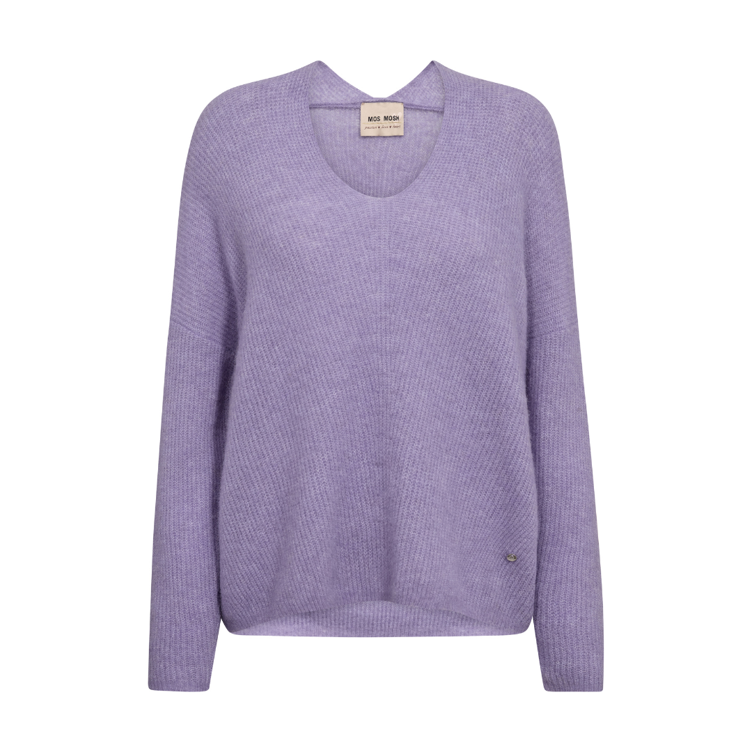 Mos Mosh MMThora V-Neck Strik - Violet Tulip