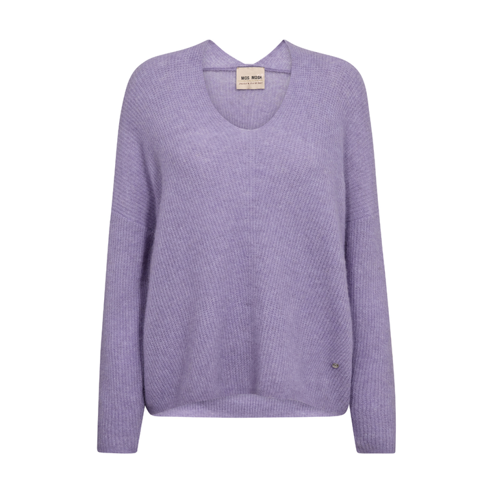 Mos Mosh MMThora V-Neck Strik - Violet Tulip