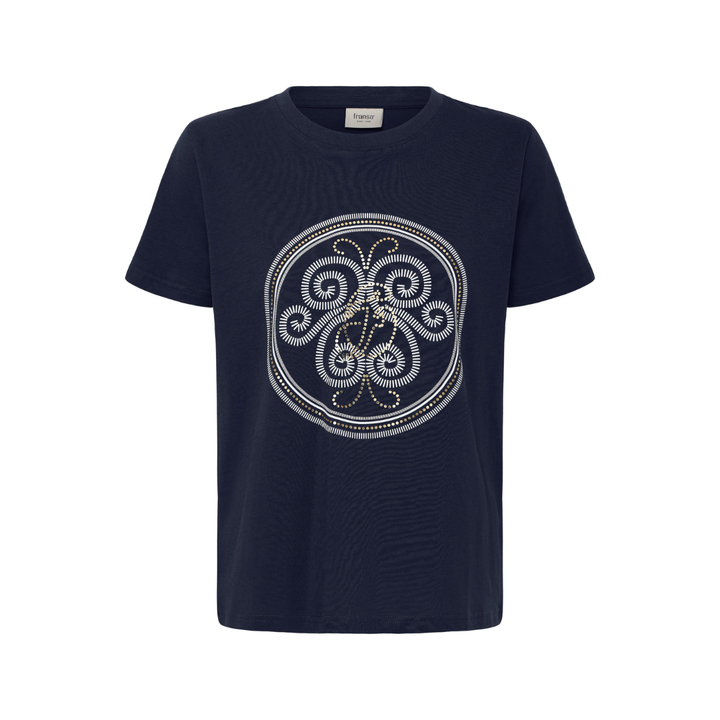 Fransa FRZARY TEE 1 T-shirt - Salute W. White Gold Foil / Blue