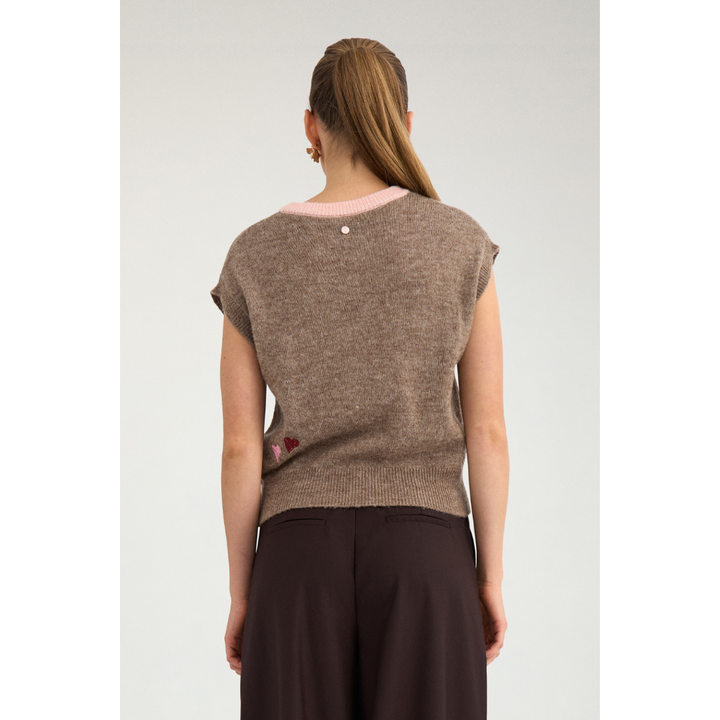 Nümph Nuyppa Embroidery Vest - Taupe Gray Melange