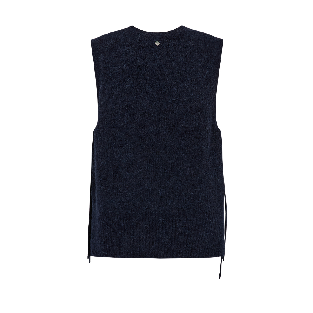 Mos Mosh MMThora Tie Knit Vest - Salute Navy