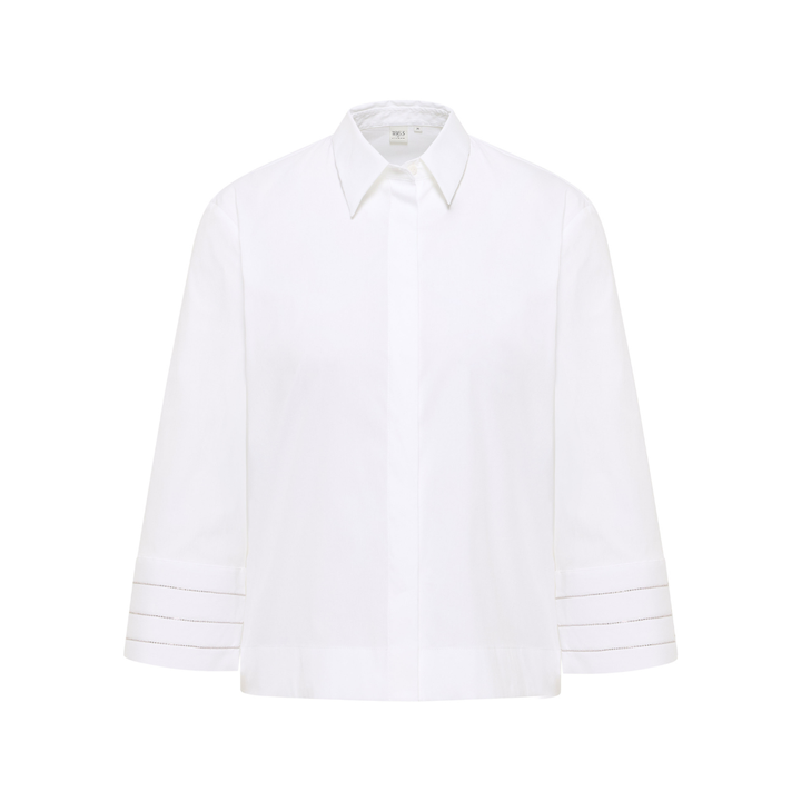 Eterna Signature Shirt Blouse poplin 3/4 sleeves Skjorte - White - Butik VIVI