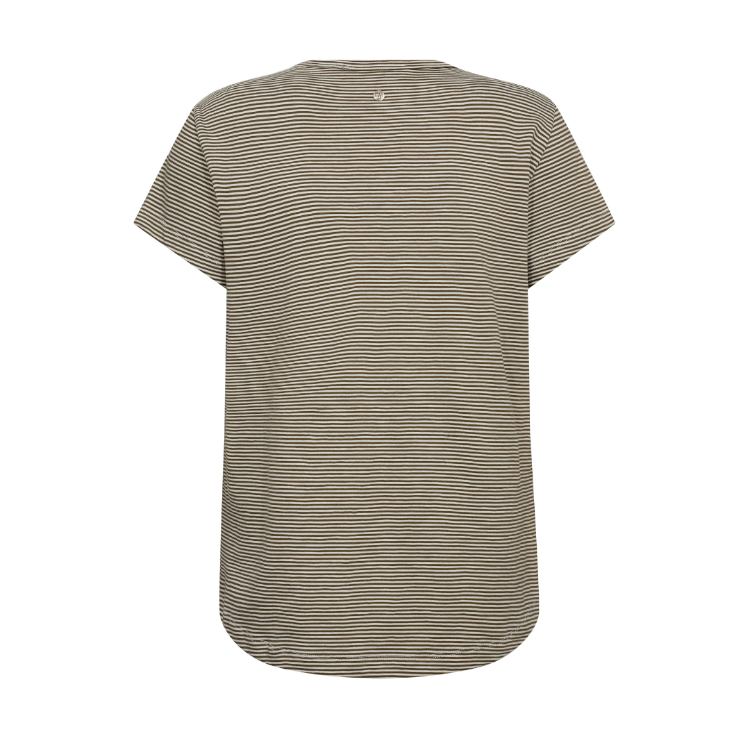 Mos Mosh MMCamp O-SS Stripe Tee T-Shirt - Burnt Olive - Butik VIVI