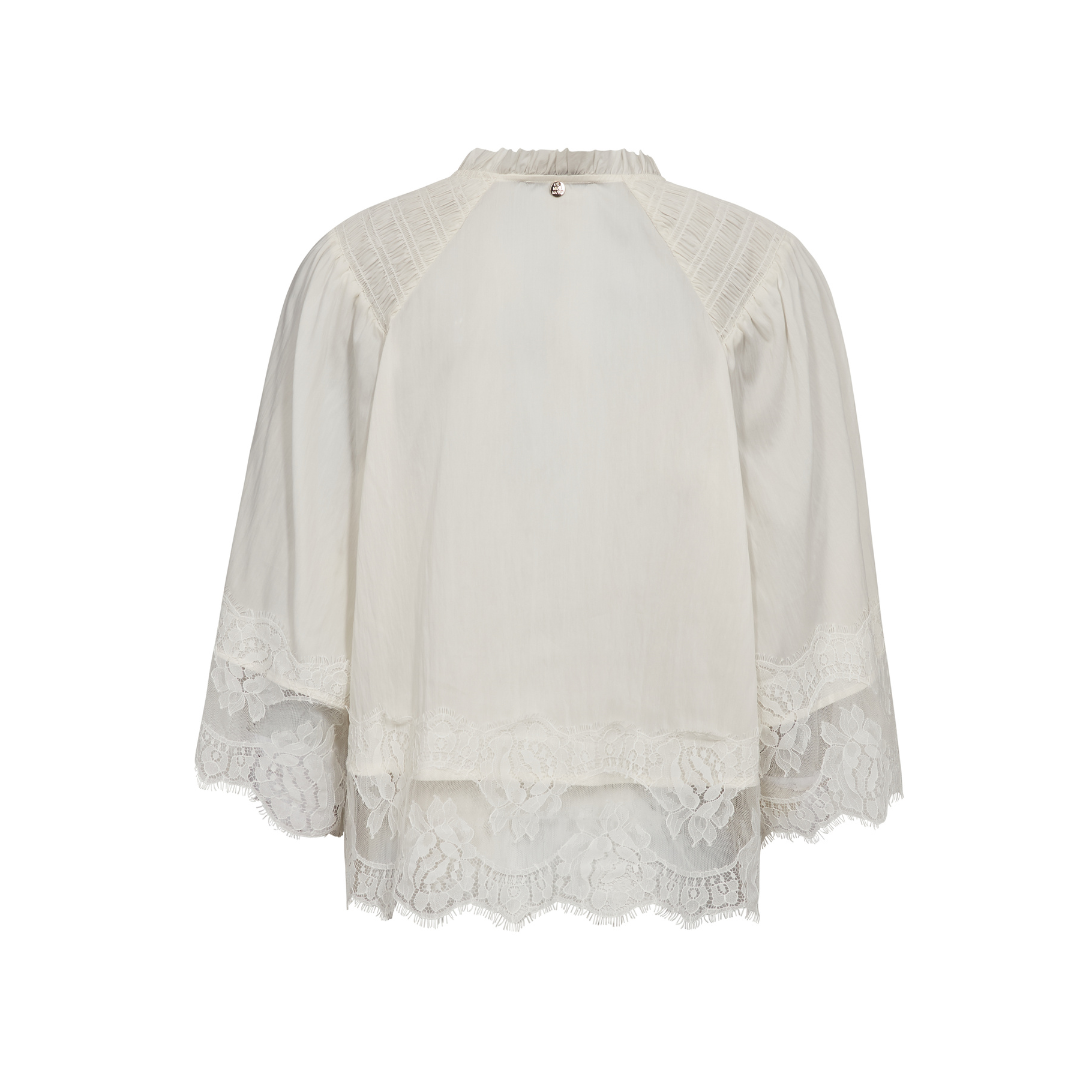 Mos Mosh MMEisa Tess 3/4 Lace Bluse - Ecru