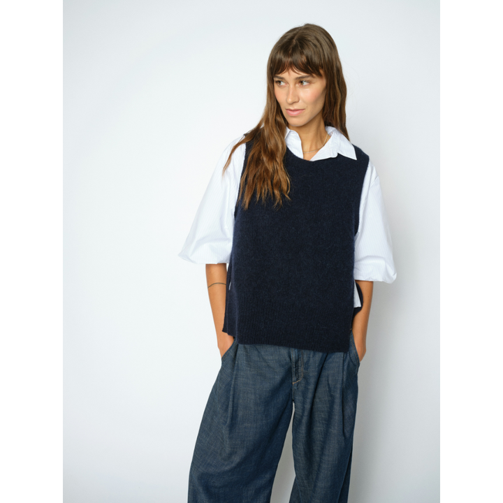 Mos Mosh MMThora Tie Knit Vest - Salute Navy