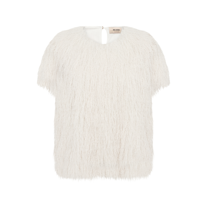 Mos Mosh MMBrim O-SS Faux Fur T-shirt - Ecru