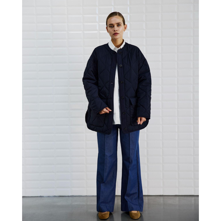 WithBlack WBLSANDY Quilted 3/4 Coat Jakke - Midnight Blue - Butik VIVI