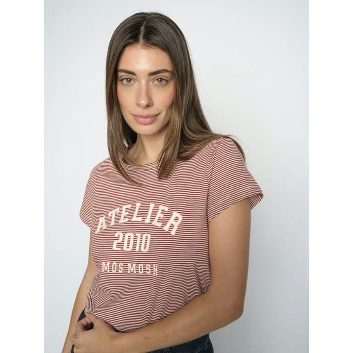 Mos Mosh MMCamp O-SS Stripe Tee T-Shirt - Cowhide - Butik VIVI