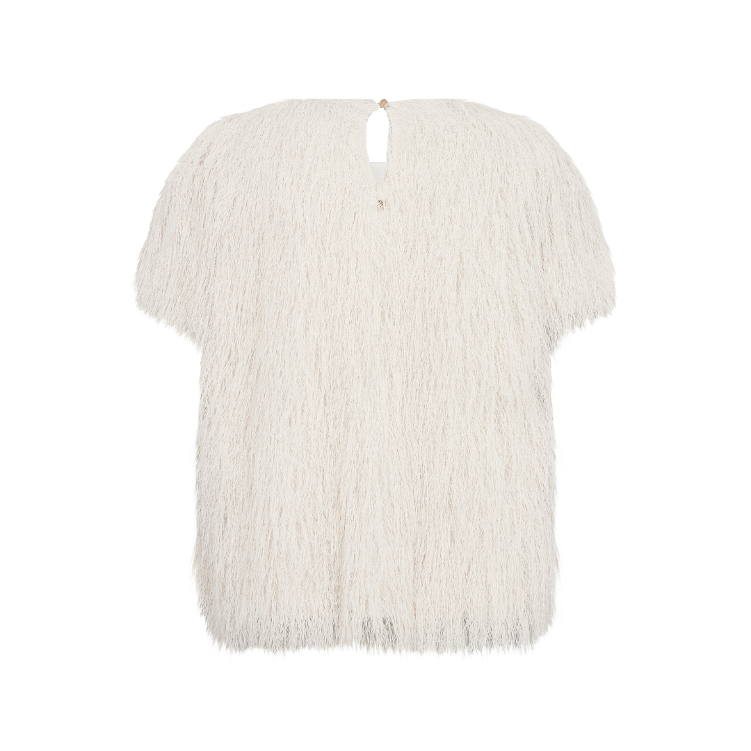 Mos Mosh MMBrim O-SS Faux Fur T-shirt - Ecru