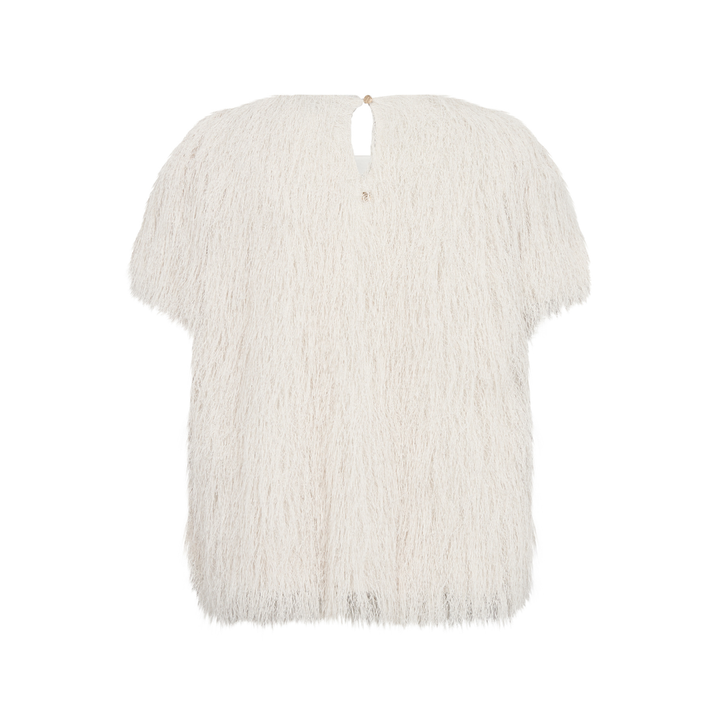 Mos Mosh MMBrim O-SS Faux Fur T-shirt - Ecru