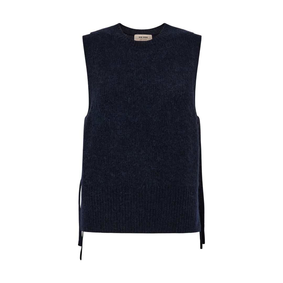 Mos Mosh MMThora Tie Knit Vest - Salute Navy