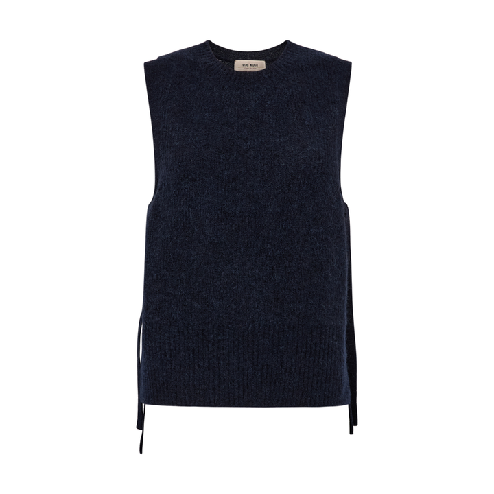 Mos Mosh MMThora Tie Knit Vest - Salute Navy