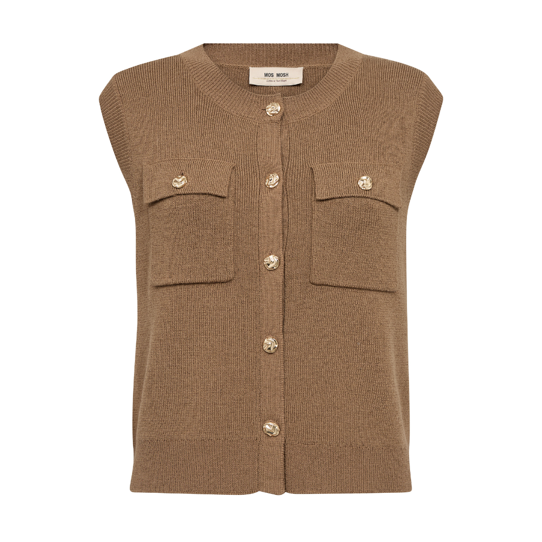 Mos Mosh MMAyana Wool Knit Vest - Dark Camel