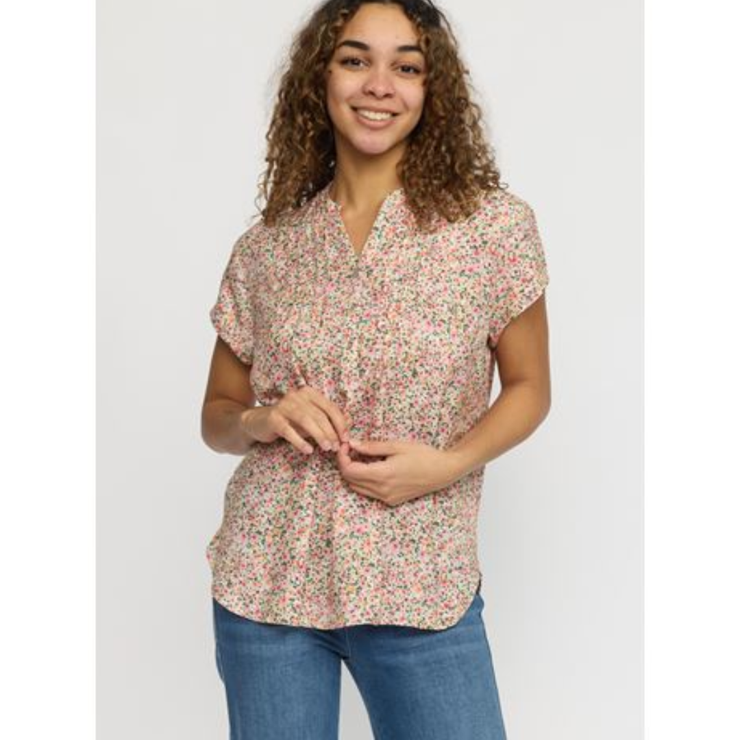2Biz Bloome Bluse - Khaki Flower - Butik VIVI