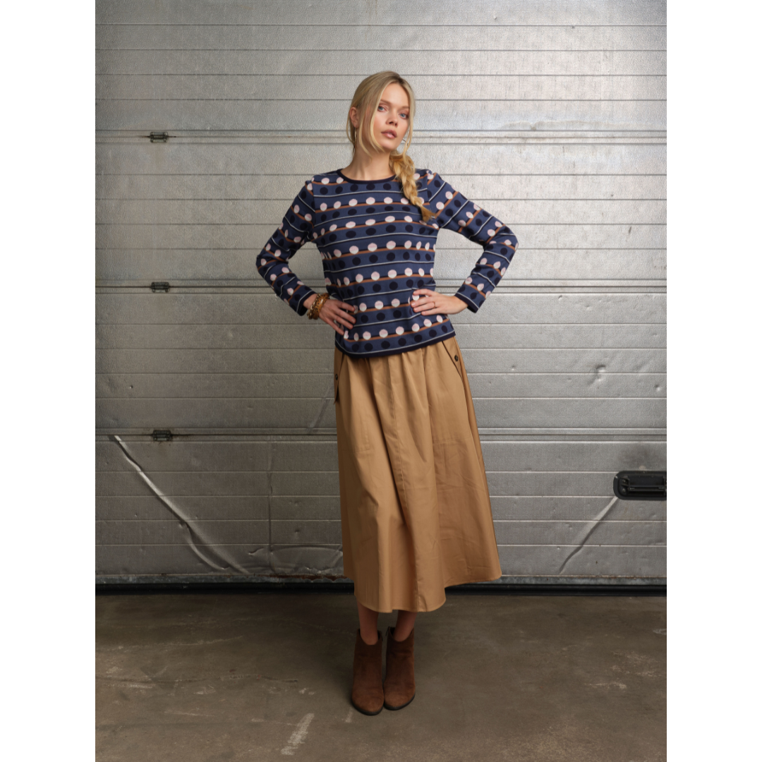 Skovhuus Rundhals Bluse - Marine Blue