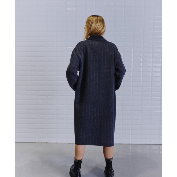 WithBlack WBLCeline Wool Frakke - Dark Grey Pinstripe
