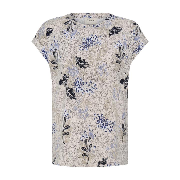 Fransa FRSEEN TEE 1 T-shirt - Senena Fl. Pumicestone Blue / Nature