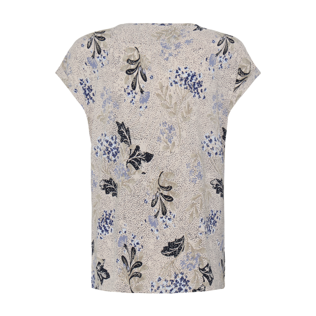 Fransa FRSEEN TEE 1 T-shirt - Senena Fl. Pumicestone Blue / Nature