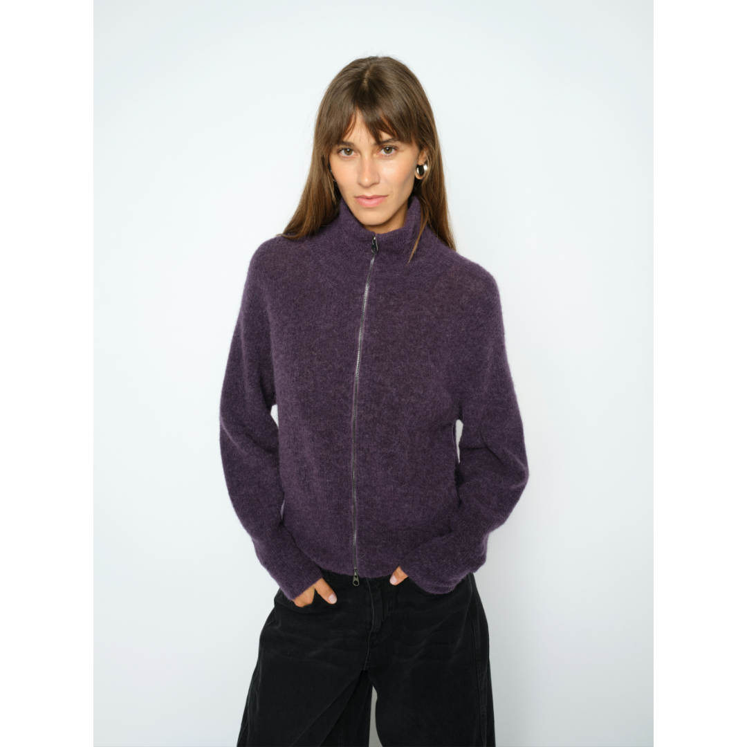 Mos Mosh MMThora Knit Zip Cardigan - Sweet Grape
