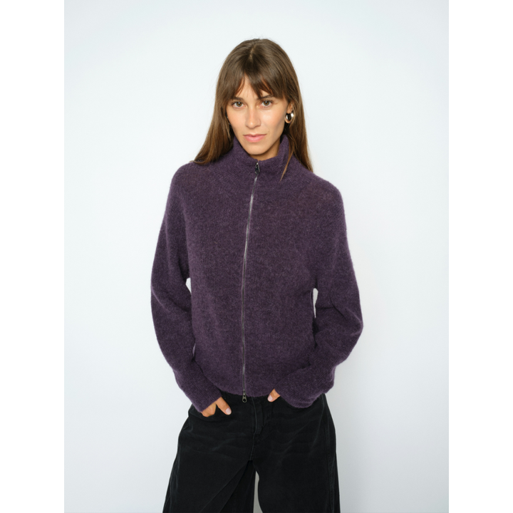 Mos Mosh MMThora Knit Zip Cardigan - Sweet Grape