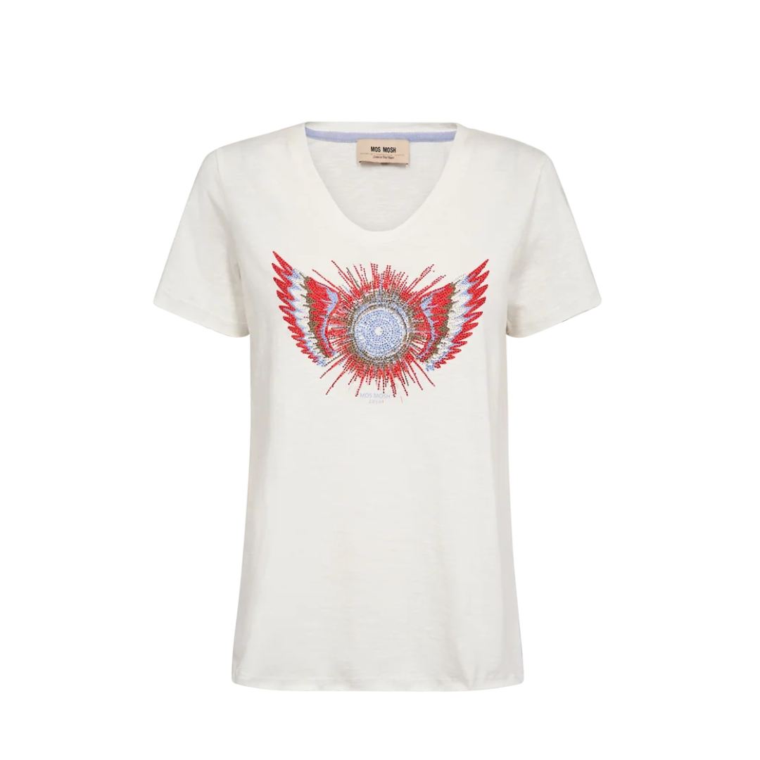 Mos Mosh MMRomi Gethi O-SS Glam T-Shirt - Ecru - Butik VIVI