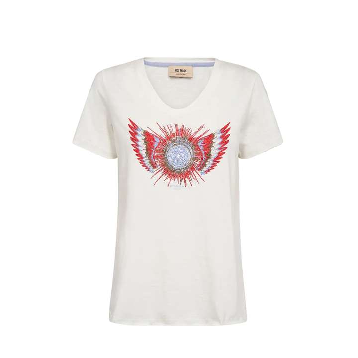 Mos Mosh MMRomi Gethi O-SS Glam T-Shirt - Ecru - Butik VIVI