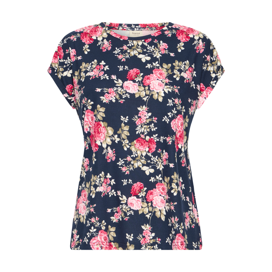 Fransa FRSEEN TEE 1 T-Shirt - navy blazer very berry - Butik VIVI