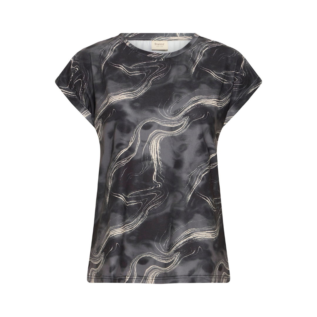 Fransa FRSEEN TEE 1 T-Shirt - gray pin watercolour - Butik VIVI