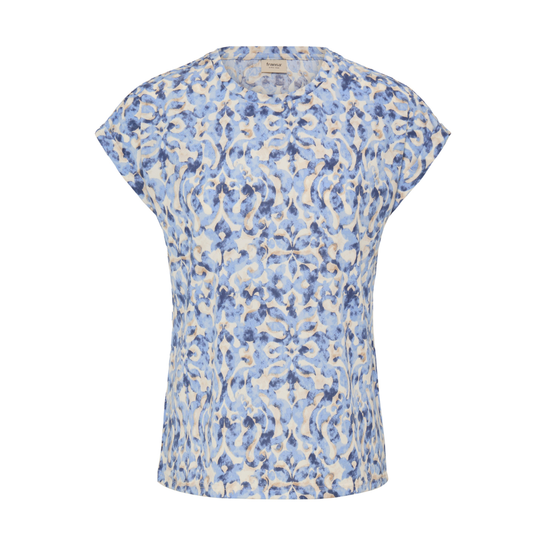 Fransa FRSEEN TEE 1 T-Shirt - Boho Bloom Della/Oxford / Blue - Butik VIVI