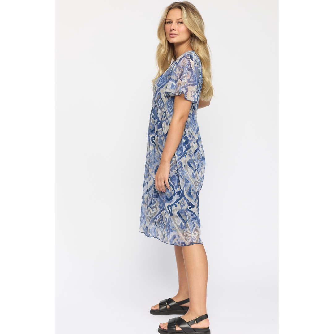 2Biz Daria.SP25 Kjole - Blue Graphic