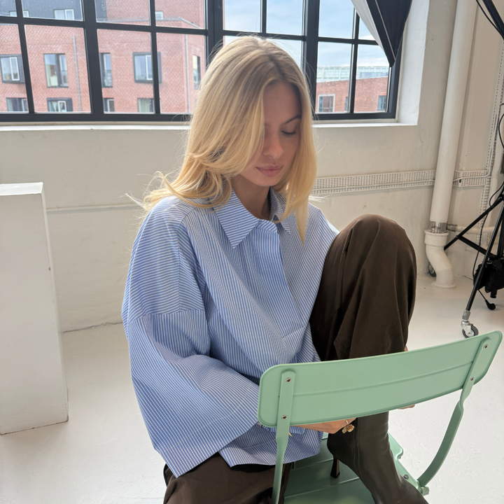 Continue Klara Stripe Blue Skjorte - Blue Stripe - Butik VIVI