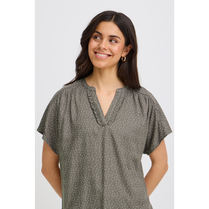 Fransa FRLAYA BL 1 Bluse - Dot Dots Smokey Olive - Butik VIVI