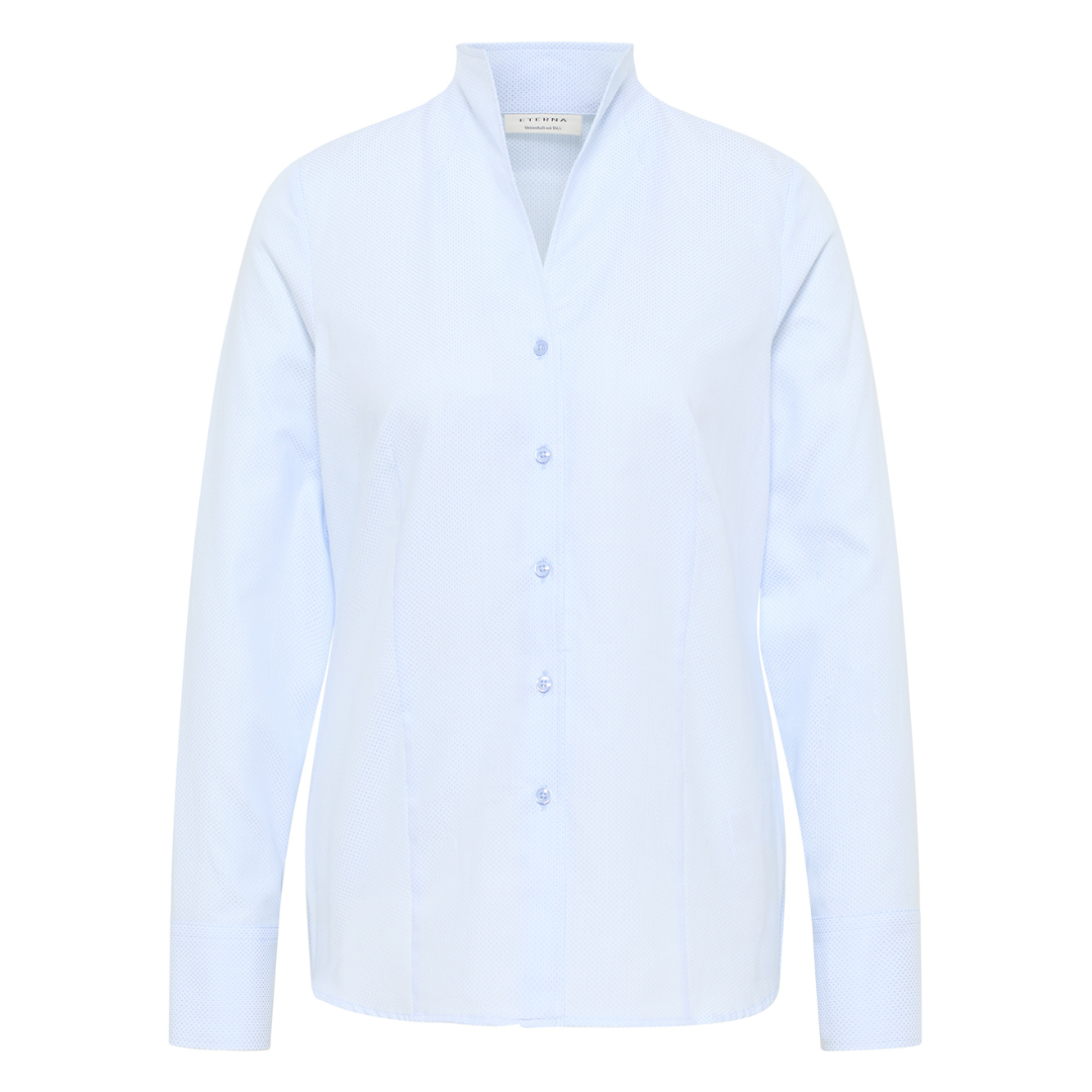 Eterna Jacquard Long Sleeve Skjortebluse - Light Blue