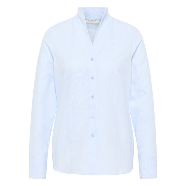 Eterna Jacquard Long Sleeve Skjortebluse - Light Blue