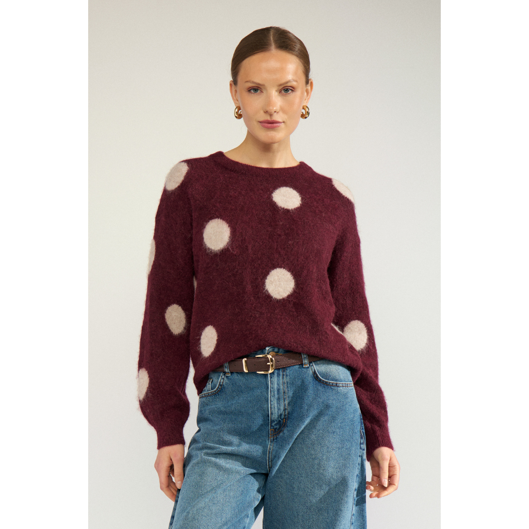 Nümph Nusuri Dot Pullover Strik - Fig - Butik VIVI