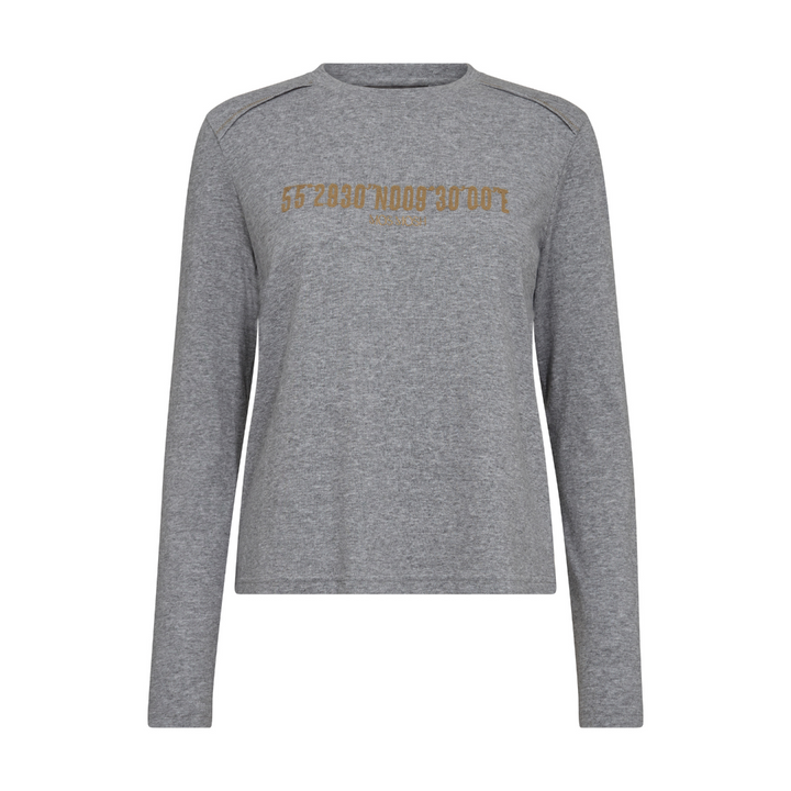 Mos Mosh  MMPaige O-LS T-shirt - Grey Melange