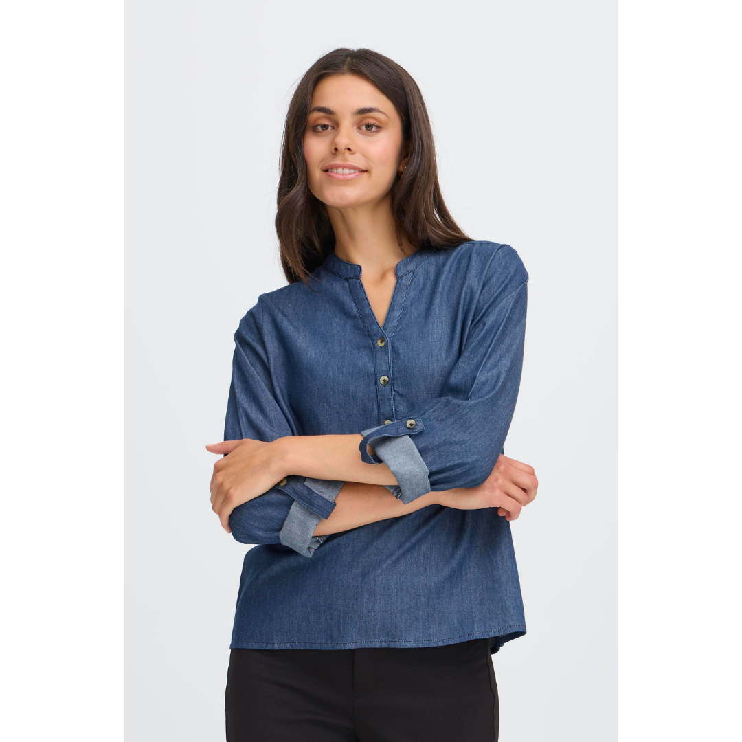 Fransa FRVILDA BL 1 Bluse - Raw Blue Denim