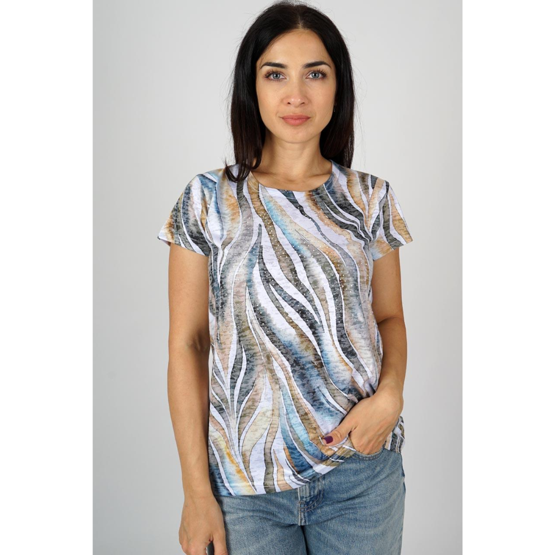 M.X.O Ladies Round Neck T-Shirt - Khaki/Yellow - Butik VIVI