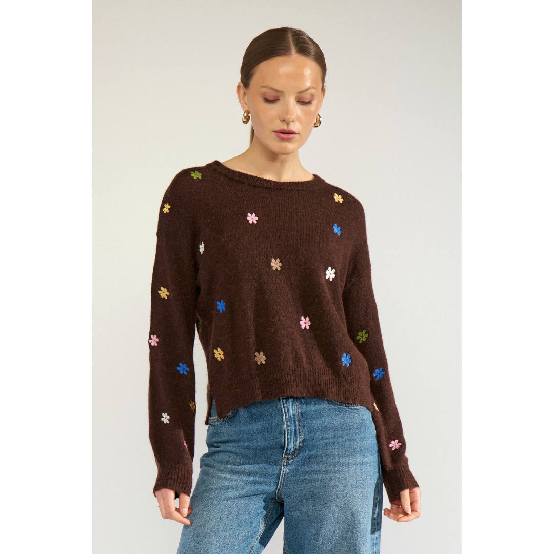 Nümph Nuflorie Pullover - Black Coffee - Butik VIVI