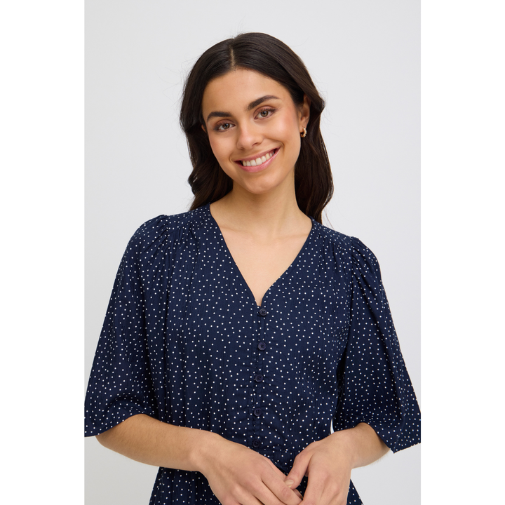 Fransa FRLAYA DR 1 Kjole - Dot Dots Navy Blazer / Blue - Butik VIVI