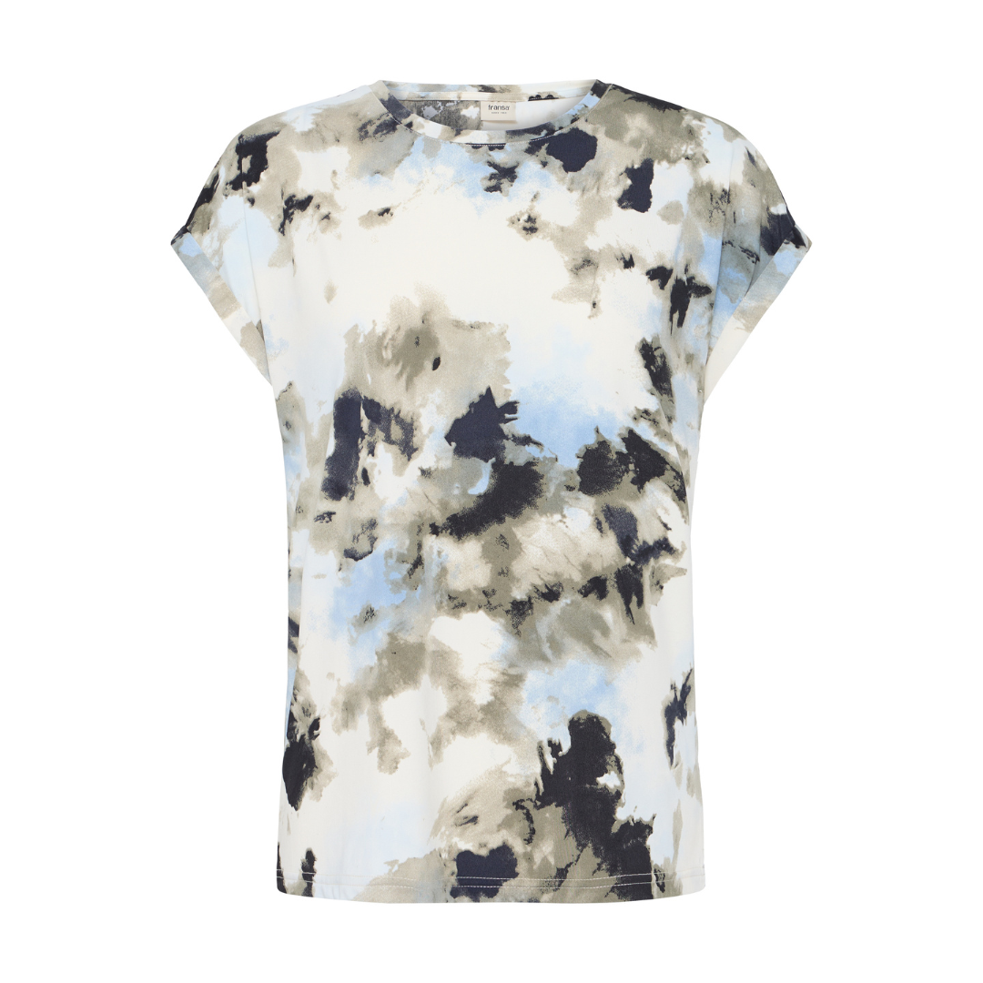 Fransa FRSEEN TEE 1 T-shirt - Watercolour Bloom Ice Water / Blue