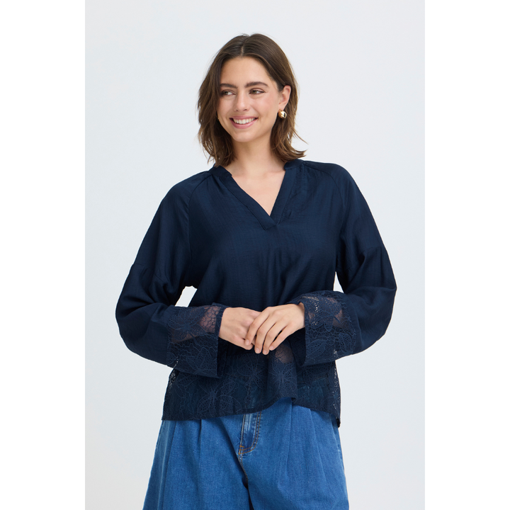 Fransa FRMINNAS LS langærmet Bluse - Nebulas Blue