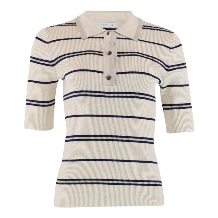 Continue Eva Polo SS - Sand/Blue Stripe